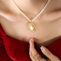 Ensembles de bijoux de mode en acier inoxydable plaqué or 18 carats étanches pendentif ovale collier boucles d'oreilles pour femmes