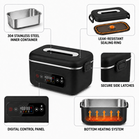 Boîte à lunch chauffante rechargeable en gros, sans eau, en acier inoxydable 304, batterie 24000 mAh, contrôle numérique, banque d'alimentation USB, 1L