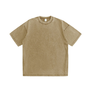 T-shirt Silhouette délavé à l'acide en coton épais à manches courtes pour homme, coupe structurée et déchirée, style streetwear, essentiel au look affirmé - Product Image 1