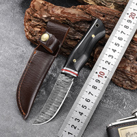 Couteau tactique de chasse à lame fixe en acier inoxydable avec étui en cuir, couteau de poche utilitaire de 3 pouces pour la viande et les fruits