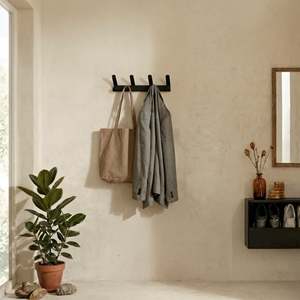 Perchero de Pared Metálico Arvid, Acero con Recubrimiento en Polvo Mate, Funcional y Elegante, Ganchos para Ropa Montados en la Pared para Entrada o Dormitorio - Product Image 2