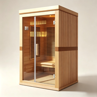 Sauna en bois de pruche pour 1 à 2 personnes, 1200x1000x2000mm, infrarouge et vapeur sèche, pour intérieur