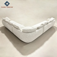 Canapé d'angle modulaire de salon en tissu bouclé blanc de luxe italien de haute qualité, nouvelle collection Foshan Phoebe Furniture