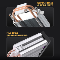 Lovingcool RGB 2 Tubo de calor CPU Ventilador de refrigeración Aluminio Gaming PC 90mm Procesador Disipador de calor Radiador Ventilador Efecto de iluminación multicolor