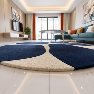 Modern Round Geometric Wool <b>Rug</b> Hand Tufted Handmade Circular Area Carpet for Bedroom Living Room <b>Nursery</b> Apartment Home Bulk - Product Image 6