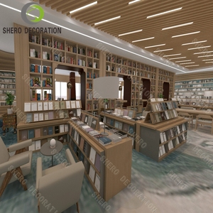 Vitrine de bibliothèque élégante avec éclairage LED et échelles roulantes pour librairie et présentation de livres - Product Image 2