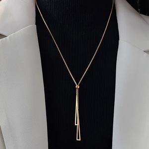 Alloy Long Sweater Chain Necklace Geometric Triangle Style Silver Gold Women's Jewelry Daily Wear Fashion Pendant Necklaces - Product Image 3