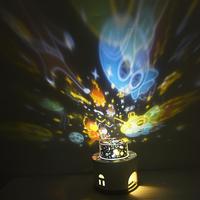 Projecteur LED Plafonnier Étoilé pour Bébé, Lampe de Nuit USB Mini Projection Maison de Neige 360° pour Enfants