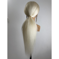 Manekin rambut wanita Eropa 70 cm 200g, rambut Yak, MOQ 1, untuk latihan blow dry, pewarnaan, dan pengeritingan rambut.