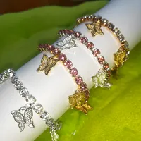 Kristal Lucu Perhiasan Bayi Anak-anak Gelang Kaki dengan Kupu-kupu