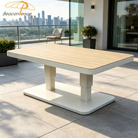 Mesa Rectangular Hidráulica Moderna con Estructura Metálica para Patio, Jardín o Terraza de Villa