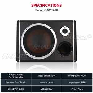 Subwoofer de voiture 10 pouces 900W HIFI, haut-parleur de basses fin sous le siège, amplificateur de puissance pour subwoofer de voiture, processeur audio - Product Image 2