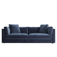 Canapé modulaire d'angle en tissu bleu, design moderne en forme de L, 3 places, segmenté, pour villa, hôtel, séjour ou maison de vacances