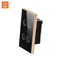 TYSH Tuya Ue Standard Maison Intelligente 1/2/3/4 Gang Panneau en Verre Cristal Noir Zigbee Wifi Interrupteurs Tactiles Applique Murale Interrupteur Intelligent