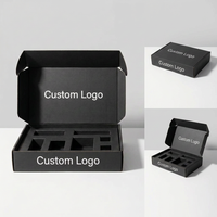 Boîte cadeau en carton ondulé noir avec logo personnalisé, certifiée FSC, écologique, emballage rigide pour produits, boîte d'expédition personnalisée