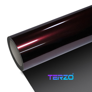 Candy Red Car Wrap Vinyl Film <b>Roll</b> High Stretch TERZO PET Ultra Bright Metallic Air Release <b>Bubble</b> - Product Image 1