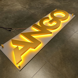 Letrero acrílico plateado iluminado, fácil de instalar, rectangular, con luz blanca cálida suave, letrero acrílico LED para direcciones - Product Image 1