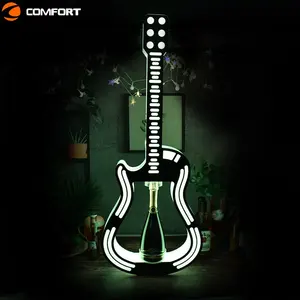 2023 Wine Bottle Decorative Guitar Shape Bottle Holder Led Bottle Service Presenter