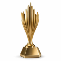 Trophée d'art moderne épuré |   Coupe de récompense ailée de style escalonné |   Souvenir en alliage de zinc durable plaqué or |   Cadeaux de bienvenue personnalisés