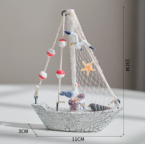 Coquille méditerranéenne Décoration de <span class=keywords><strong>petit</strong></span> bateau en bois Ornements de modèle de <span class=keywords><strong>voilier</strong></span> en bois Bateau d'artisanat pour enfants avec logo personnalisé - Product Image 4