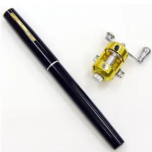 Mini canne à pêche télescopique de 1m, pôle de poche Portable en forme de stylo, canne à pêche pliée avec moulinet en métal