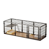 Parc pour animaux de compagnie en métal à 8 panneaux avec couvercle supérieur, plateforme, échelle, cage pour chat en fer, clôture d'exercice pour usage intérieur
