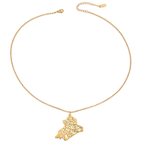 Collier Pendentif Carte d'Irak Allah Calligraphie Arabe Islamique Musulmane en Acier Inoxydable PVD Bijoux Vente en Gros pour Femmes Hommes 2026