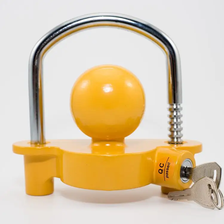 ユニバーサルバントラックアルミニウム合金カーアクセサリーセキュリティトレーラーヒッチボールカップリングツイストとフックピンロック (2つのキー付き)