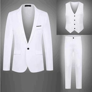 Setelan Jas Formal Pria 3 Potong dengan Logo Kustom - Blazer Bisnis untuk Pernikahan + Rompi + Celana Panjang (Setelan Jas Pengantin Mewah untuk Pesta & Kantor) - Product Image 3