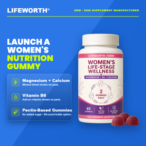 LIFEWORTH Women Life Stage Wellness Magnesio 100 mg <span class=keywords><strong>Vitamina</strong></span> B6 5 mg Calcio 120 mg Producción a Granel ODM GMP HACCP FSSC ISO HALAL - Product Image 2