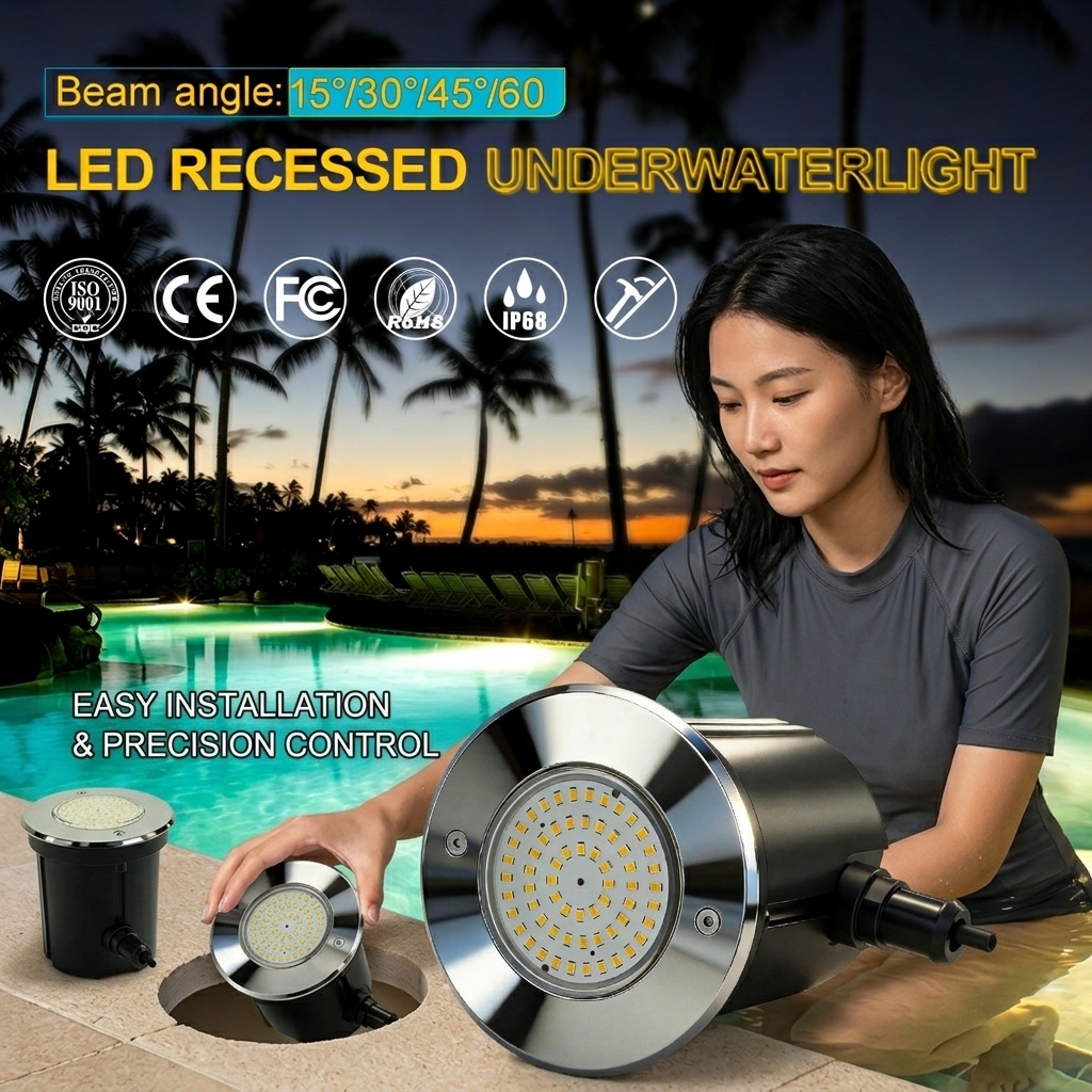 Recessed 12V LED Pool Light Underwater Lamp IP68 316SS SMD Chip ABS Niche Waterproof for Swimming Pool