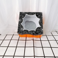 Boîte à gâteau toile d'araignée d'Halloween en gros, conteneur à pâtisserie orange et noir avec fenêtre pour fournitures de pâtisserie d'Halloween