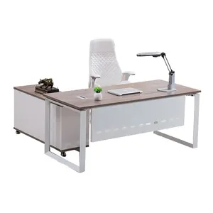 Imágenes de muestra de Metal en forma de L de diseño Modular de acero y precio de silla de lujo Secretario ejecutivo moderno de oficina de madera de mesa