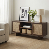 Meuble TV 2 portes en rotin, nouveau matériau, console multimédia moderne pour salon, vente en gros