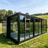 Contenedor de Envío Plegable con Estructura de Acero Galvanizado Estándar de Instalación Rápida, Pared de Cortina de Vidrio y Baño
