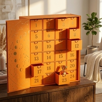 Boîte de rangement rigide haut de gamme personnalisée avec impression de marque, Calendrier de l'Avent 24 tiroirs Phases de Lune Dorées, Cadeau de luxe pour parfums et bijoux