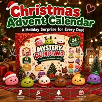 Calendrier de l'Avent Squishy de Noël 24 Boîtes Mystères en Forme de Dumpling, Jouet Anti-Stress en TPR à Remontée Lente, Kawaii 3+ Vente en Gros