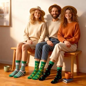 Calcetines a Rayas con Trébol <span class=keywords><strong>de</strong></span> Cuatro Hojas, los Más Vendidos, Calcetines Gruesos hasta la Rodilla para el Día <span class=keywords><strong>de</strong></span> San Patricio, que Absorben la Humedad y son Resistentes a los Olores - Product Image 3