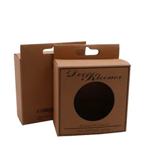 棕色牛皮纸纸盒包装，带衣架，用于面部和身体海绵