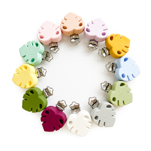 Collar de silicona para bebé con diseño de hoja, cadena para chupete de recién nacido, cuentas DIY, grado alimenticio, no tóxico, 10 colores - Product Image 5