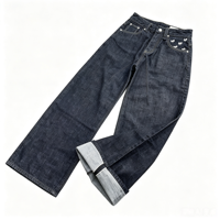 Fabricant OEM DENIM Jeans Baggy Homme en Denim Japonais Selvedge Brut Noir Taille Basse Personnalisé en Coton