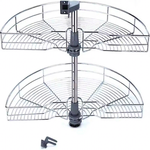 Panier rotatif universel double <span class=keywords><strong>couche</strong></span> en métal pour coin de cuisine, organisateur de rangement d'angle magique pratique et pratique - Product Image 3