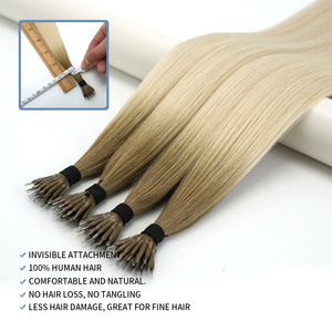 Extensiones de Cabello Virgen Premium con Nanobeads, 100% Cabello Humano Real, Grado Ruso, Doble Trama, Punta Sin Costuras, Decoloración, <span class=keywords><strong>Mercado</strong></span> Occidental - Product Image 1