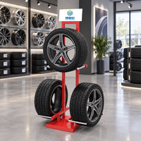 Présentoir à trois positions pour pneus et jantes de voiture avec panneau signalétique pour les magasins de vente au détail de roues automobiles