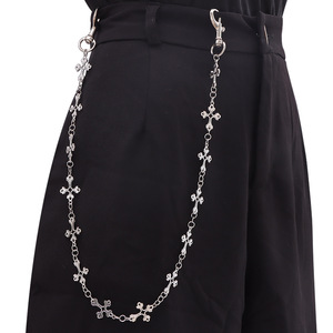 Cadena de cintura cruzada para hombre, diseño de una sola vuelta, estilo hip hop, plata tibetana, para uso diario - Product Image 2