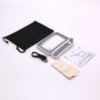 New Foldable Square Handheld Magnifying Glass USB Charging 10 LEDs Three Light-level Settings Battery-level Indicator