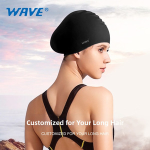 <b>Wave</b> Long Hair Silicone Swimming <b>Cap</b> For Women Durable - Product Image 1