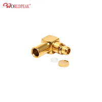 Connecteur MMCX mâle à angle droit pour câble RG405 50 Ohm plaqué or, terminaison micro RF