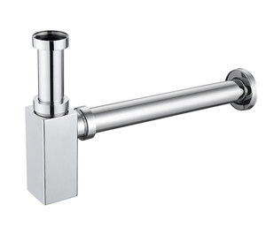 Accessoires de lavabo de salle de bain d'hôtel en acier inoxydable 201/304 chromé, siphon carré - Product Image 1