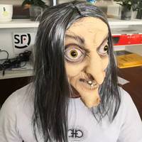 Masque de sorcière en latex effrayant pour Halloween, accessoire de cosplay pour faire semblant d'être une vieille femme, masque de personnage pour jeu de rôle, masque intégral